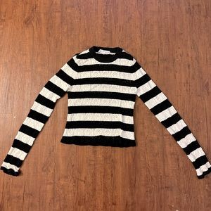 Zara Black & White Pointelle Knit Sweater